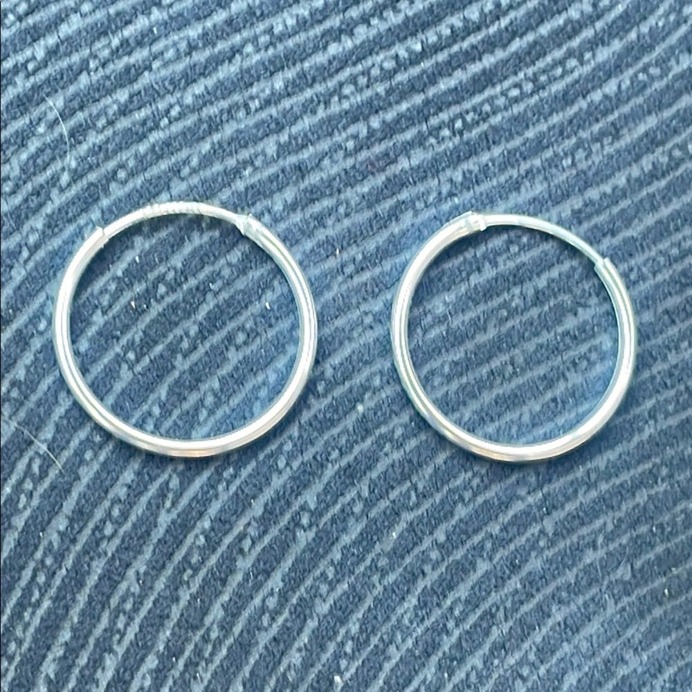 .925 Sterling 3/4” HOOP EARRINGS real solid Silver Fine Jewelry Hollow HOOPS